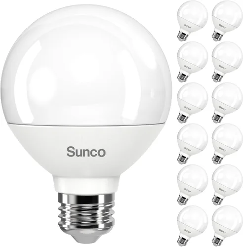 Sunco Juego de 12 bombillas LED G25, bombillas de globo para tocador de baño de alto rendimiento, 1000 lm, 11 W (equivalente a 100 W), 2700 K, luz