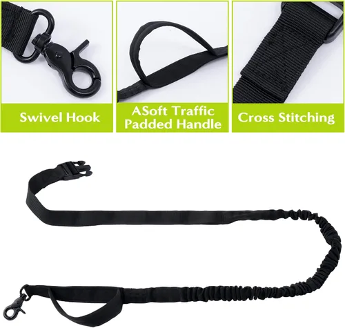Miniatura 4 de Correa de perro manos libres, correas para correr en la cintura con bolsa con cremallera, cinturón reflectante ajustable, mango doble, elástico