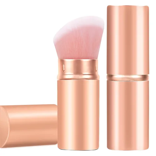 Miniatura 9 de Falliny Brocha de maquillaje retráctil Kabuki, base de polvo superior en ángulo, pinceles de maquillaje profesional con mango de aluminio