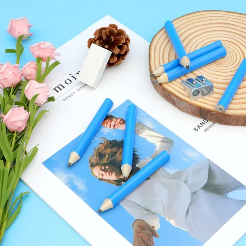 Miniatura 7 de Lápices triangulares cortos de 3.5 pulgadas para niños en edad preescolar, jardín de infantes, mini lápices triangulares de madera para niños