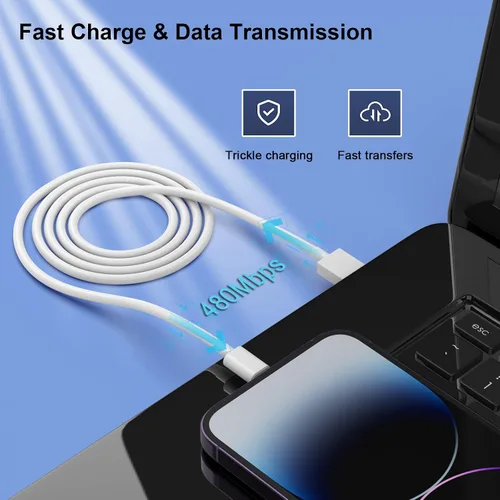 Miniatura 5 de Estbuc Cargador para iPhone [certificado Apple MFi], paquete de 5 cables Lightning de 10 pies de largo, de carga rápida, cable de sincronización