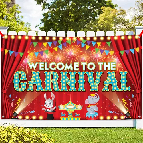 KatchOn, Cartel de bienvenida al carnaval – Xtragrande 72 x 44 pulgadas | Decoraciones de carnaval, telón de fondo de circo | Decoraciones de fiesta