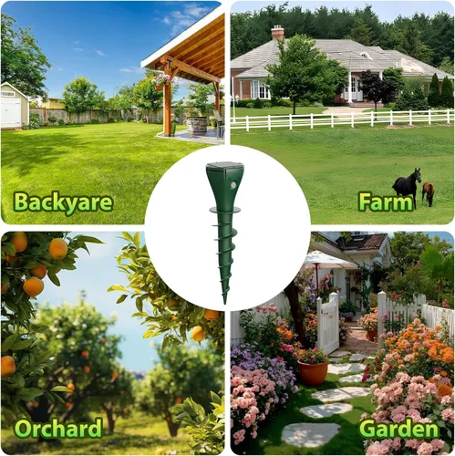 Miniatura 7 de Paquete de 8 estacas solares ultrasónicas repelentes de topos para césped y jardín, IP65 impermeable disuasorio de animales para tofos, ratas