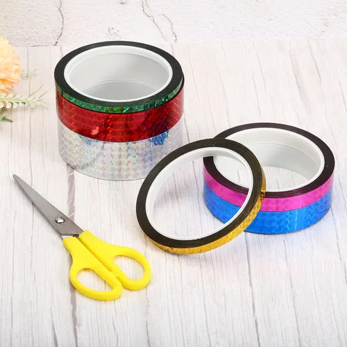 Miniatura 5 de PATIKIL Cinta prisma de 0.2 pulgadas x 55 yardas, adhesivo reflectante holográfico metalizado para detallar decoración de pared, arte de decoración