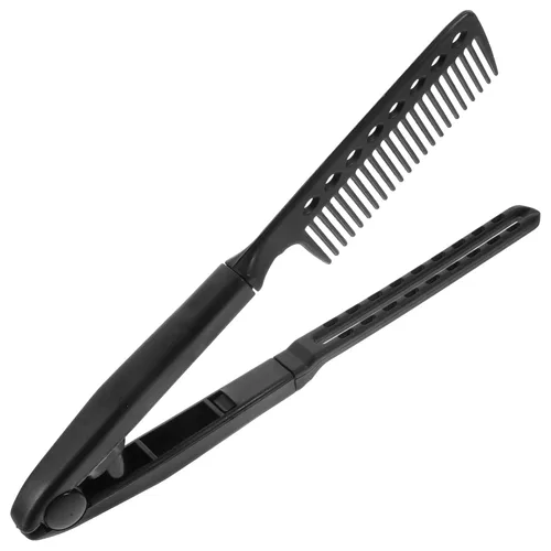 FOMIYES Peine alisador de peluquería plegable, peine alisador de cabello en forma de V, plancha plana multifuncional para uso en salón y hogar, 9.05