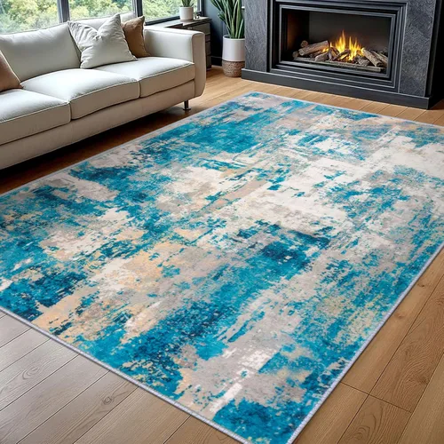Miniatura 136 de KOZYFLY – Alfombra de pasillo moderna y lavable de diseño abstracto verde, 2 x 5 pies, antideslizante, suave y de pelo corto, ideal para cocina