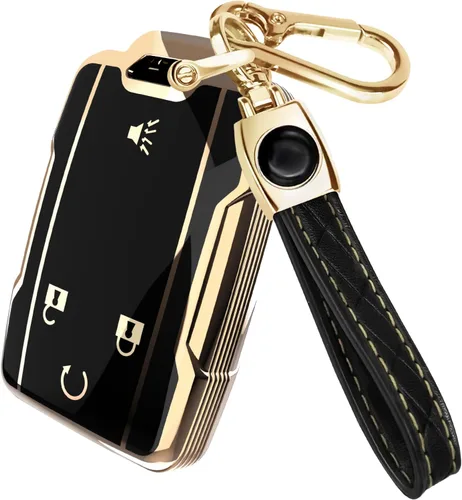 Miniatura 13 de Lucrum Funda para llavero GMC y Chevy y llavero de cuero, funda de TPU para Suburban Acadia Sierra Tahoe Yukon - 2014-2025