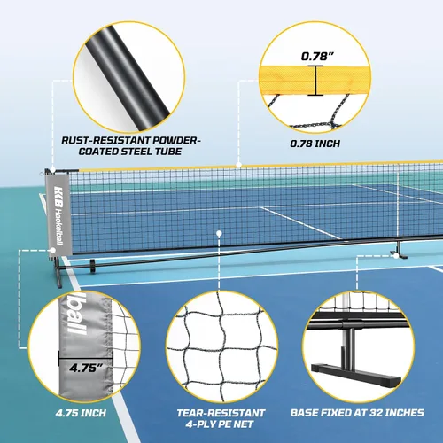 Miniatura 6 de Haokelball Juego de red de bádminton, voleibol y pickleball, sistema de redes todo en uno portátil de 22 pies para interior y exterior con altura