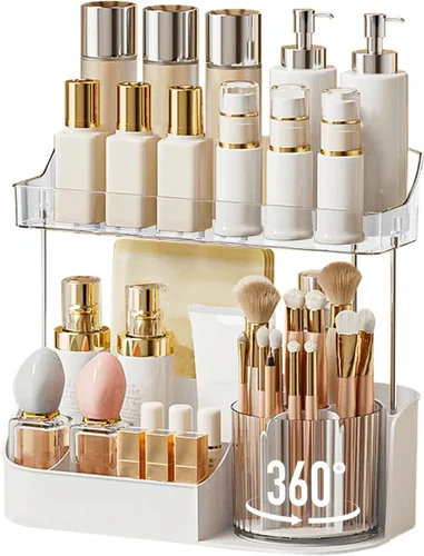 Miniatura 10 de DASITON Organizador de Maquillaje de Gran Capacidad con Soporte Giratorio de 360° para Brochas de Maquillaje, Organizadores de Almacenamiento