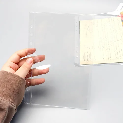 Miniatura 2 de 24 bolsillos A5 para carpetas transparentes sin cremallera, sobres de dinero en efectivo, fundas protectoras de hojas para carpetas de 6 anillas