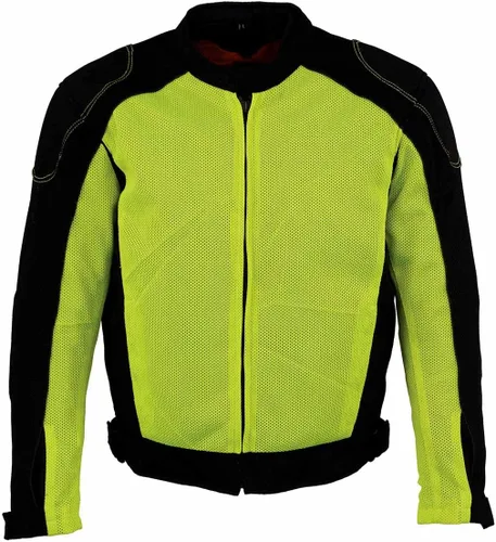 Miniatura 8 de Milwaukee Leather MPM1790 - Chaqueta blindada de malla para hombre, color negro y verde neón, con chaqueta extraíble para lluvia