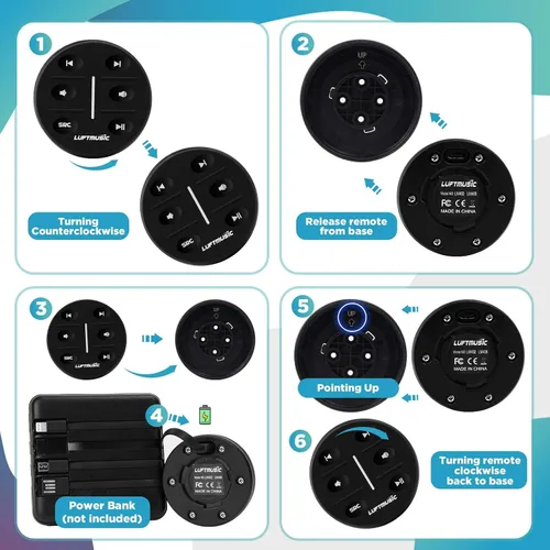 Miniatura 8 de Receptor de medios digitales marinos, sistema estéreo marino resistente a la intemperie con control remoto inalámbrico, pantalla LCD de matriz