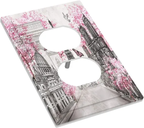 Miniatura 3 de París Torre Eiffel Arco de Triunfo Paisaje de la Ciudad Europea Rosa 1 Gang Interruptor de Luz Cubierta de Interruptor de Toma Dúplex Placa de pared