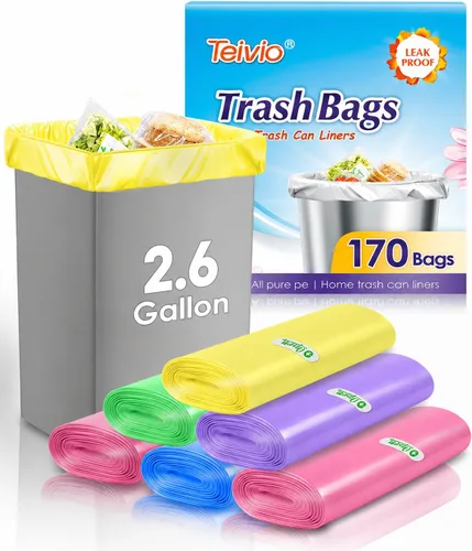Miniatura 14 de Bolsas de basura pequeñas de 3 galones 120 unidades Bolsas de basura fuertes y coloridas, bolsas de basura pequeñas, forros para botes de basura