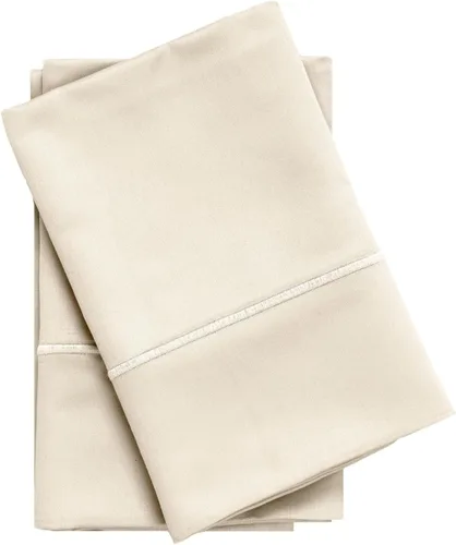 Superior Fundas de almohada de algodón egipcio de 600 hilos, estándar, marfil, juego de 2 piezas