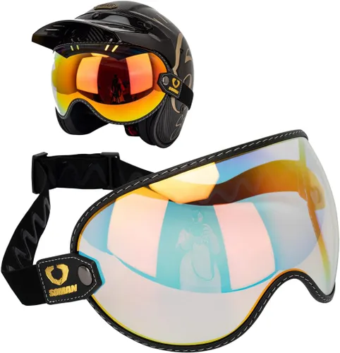 Miniatura 11 de Protector retro para casco de motocicleta, visera de burbujas, lentes de policarbonato de repuesto universal para casco completo de cara abierta