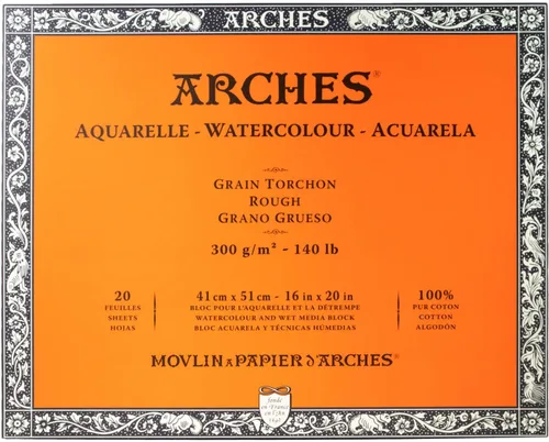 Miniatura 39 de Bloque de papel acuarela Arches, prensado en frío, 8" x 10", 140 libras
