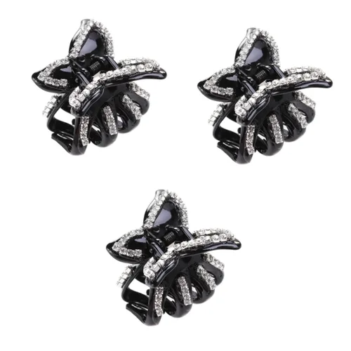 Amosfun 3 pinzas para el pelo con lazo, pasadores de diamantes de imitación, pinzas de dientes con purpurina, tocados nupciales para boda, mini clip