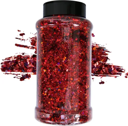 TORC - Purpurina holográfica roja de 1 libra, 16 onzas Mezcla de lentejuelas gruesas a granel para resina, cosmética, arte, festival, decoración
