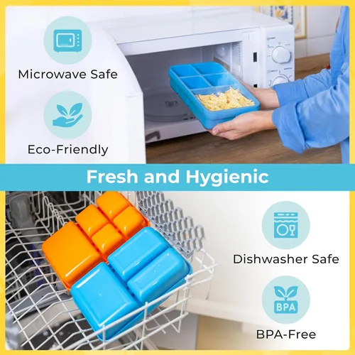 Miniatura 4 de ovve Lonchera Bento para niños y cubiertos – Lonchera para niños a prueba de fugas, insertos intercambiables, sin BPA, recipientes aptos para Azul