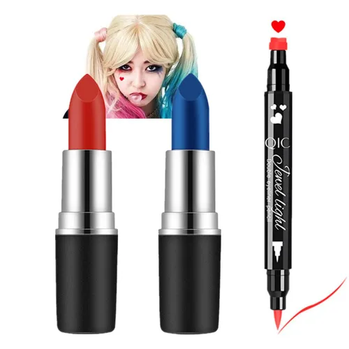 Mysense Kit de pintura facial para disfraz de Halloween, cosplay, fiesta, maquillaje para mujeres y niñas, pintura facial roja y azul, crema Set1 -
