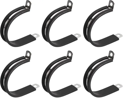 Miniatura 49 de uxcell Abrazadera de cable de 1/2 pulgada (0.472 in) de acero inoxidable 304 Abrazadera aislada acolchada de goma de acero inoxidable en forma de R