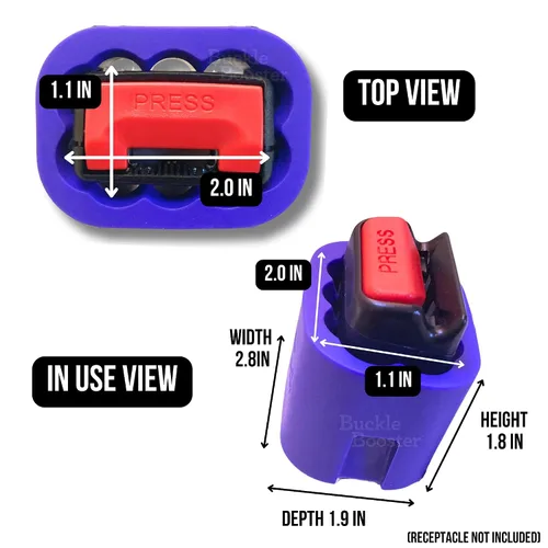 Miniatura 3 de Paquete de 4 estabilizadores de receptáculo de cinturón de seguridad – Refuerzo de hebilla para receptáculos de fila trasera – Eleva tu cinturón