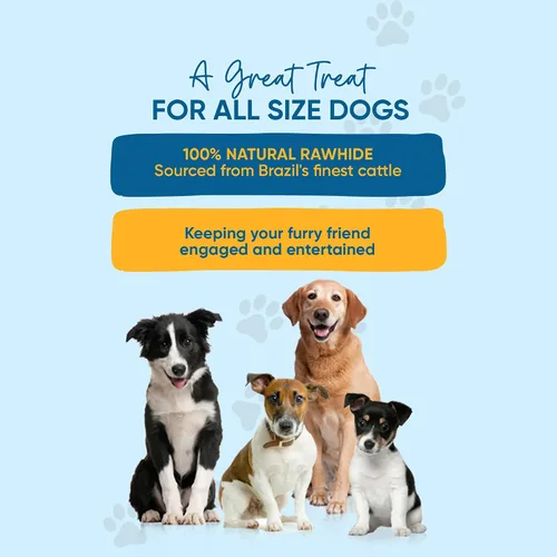 Miniatura 3 de 123 Treats Huesos masticables de cuero crudo para perros de 3-4 pulgadas (50 unidades) Huesos de perro de cuero crudo de alta calidad Ganado