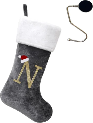 Miniatura 91 de Medias de Navidad de 20 pulgadas con monograma, letras, medias súper suaves grandes de Navidad, medias de monograma rojo para Navidad, regalo