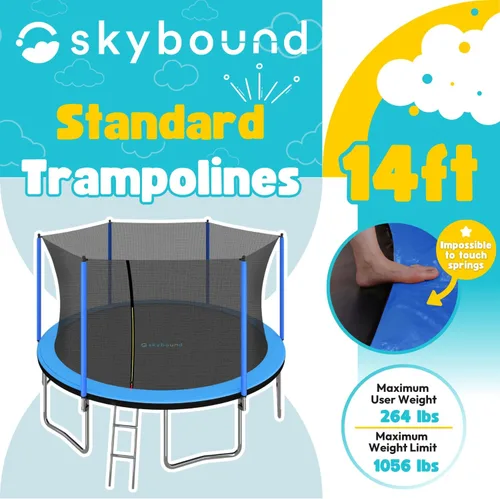 Miniatura 4 de SkyBound Trampolín con red de seguridad – 10 pies, 12 pies, 14 pies, 15 pies, 16 pies, trampolines grandes para exteriores aprobados por ASTM
