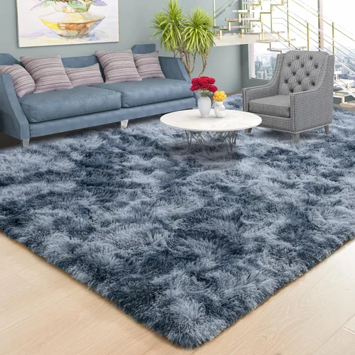 Miniatura 21 de Foxmas - Alfombra para centro de habitación, esponjosa y ultrasuave, para dormitorio, habitación de los niños, habitación del bebé, afelpada, Azul