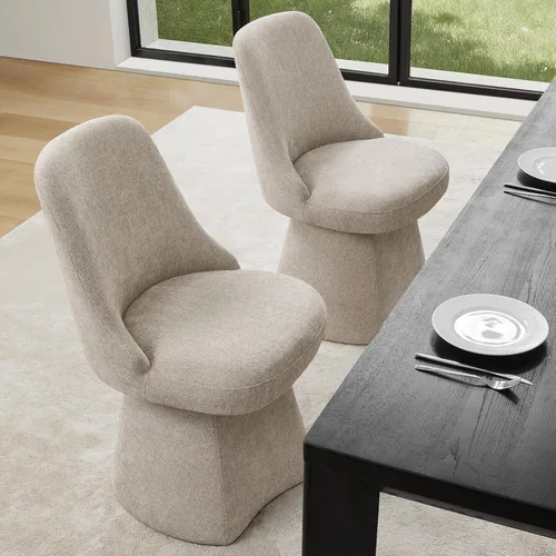 Miniatura 41 de KISLOT Juego de 4 sillas de comedor giratorias, tapizadas de mediados de siglo con respaldo alto, sillas de cocina de tela de lino para comedor, Una
