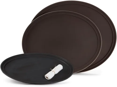 Miniatura 16 de G.E.T. NS-1014-BR Bandeja rectangular antideslizante de plástico sin BPA, de 10 x 14 pulgadas, color marrón