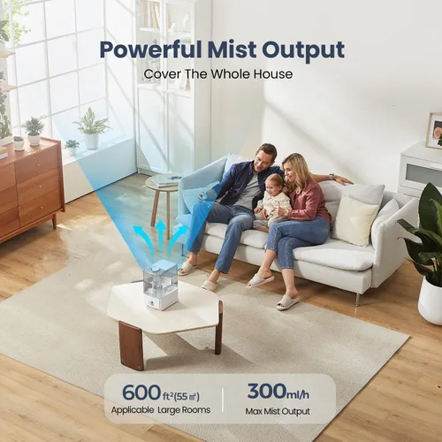 Miniatura 2 de Humidificadores para dormitorio, habitación grande, humidificador de niebla fría de 6.5 L, tiempo de funcionamiento de 45 horas, humidificador