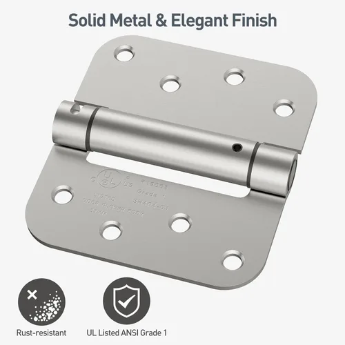 Miniatura 4 de HOSOM Bisagra de puerta de cierre automático, bisagra de resorte, 4 pulgadas, tensión ajustable para garaje, puerta delantera, puerta trasera