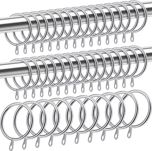 Miniatura 16 de Shappy Paquete de 40 anillos de metal para cortinero con ojales de diámetro interno de 0.98 pulgadas, se adapta a cortineros de hasta 0.7 pulgadas