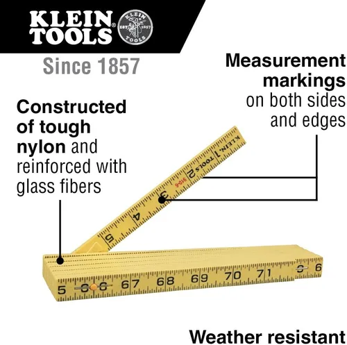 Miniatura 2 de Klein Tools 910-6 Regla plegable de 6 pies, fibra de vidrio duradera, lectura