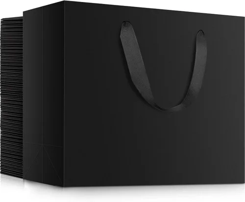 Miniatura 28 de EUSOAR Bolsas de regalo grandes negras, paquete de 12 bolsas de papel de compras de 16 x 6 x 12 pulgadas con asas, bolsa de mercancía de papel kraft