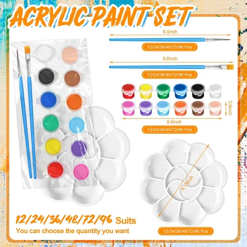Miniatura 2 de Fulmoon Juego de 24 mini pintura acrílica para niños, 12 colores/8 colores para adultos, kit de pintura lavable, mini kit de pintura, manualidades