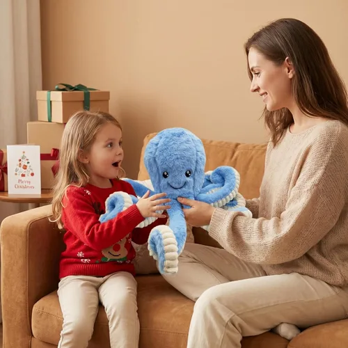 Miniatura 3 de My Super Star Animales de peluche de pulpo, juguetes de pulpo de peluche para niños, niñas, amigos, familia, regalo de cumpleaños y Navidad, Azul