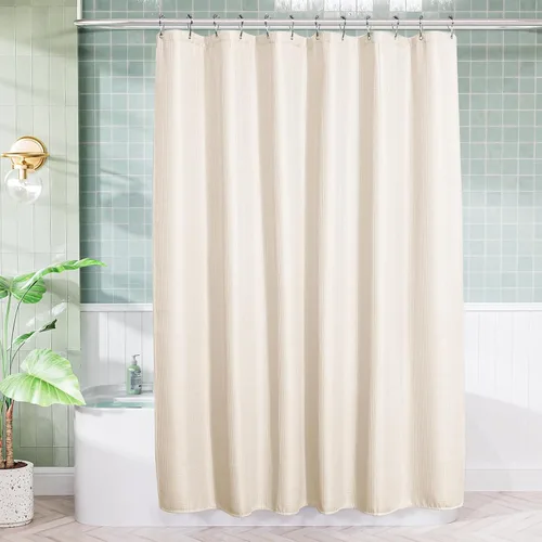 Miniatura 12 de AmazerBath - Cortina de ducha extralarga de 96 pulgadas, cortina de ducha de nido de abeja blanca extralarga, cortinas de ducha de tela para baño