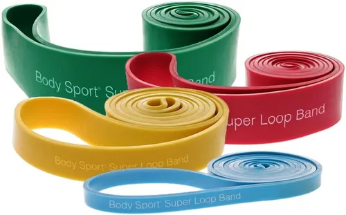 Miniatura 6 de Body Sport Super Loop Band de 41 pulgadas, látex, tabla de ejercicios incluida, bandas para entrenar - Banda de ejercicio