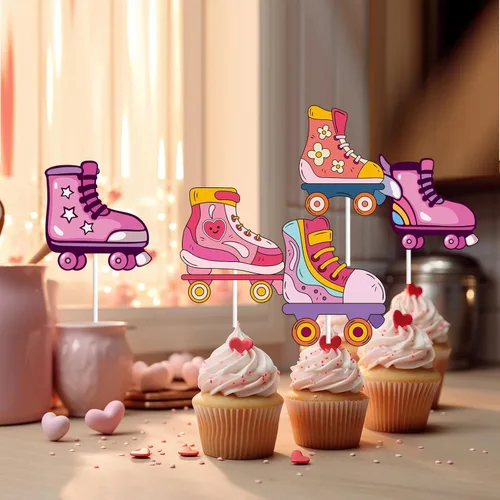 Miniatura 5 de 36 piezas de patines de postre para cupcakes, suministros de fiesta, decoración de fiesta de cumpleaños para niños y niñas, decoración de fiesta