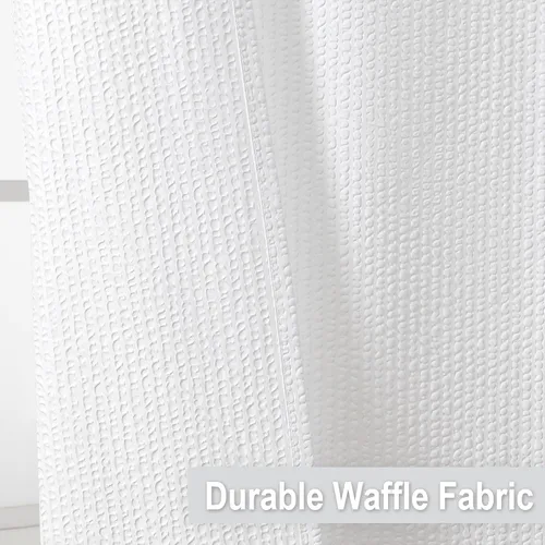 Miniatura 8 de OVZME Cortina de ducha Berry White, cortina de ducha de tela con textura en relieve para baño - Tela suave y lujo de spa hotelero, repelente al