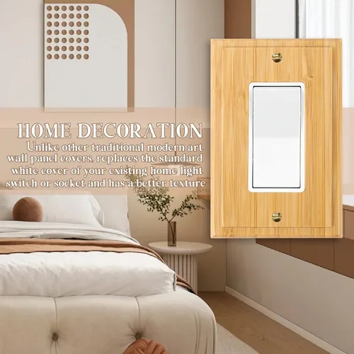 Miniatura 4 de Cubiertas de salida de madera maciza, placa de interruptor de luz de 4.8 x 3.14 pulgadas, placas de interruptor de bambú y cubiertas de Placa