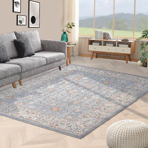 Miniatura 11 de Fashionwu Alfombra de baño con diseño floral para pasillo, alfombra moderna envejecida para sala de estar, alfombra turca, alfombra estética