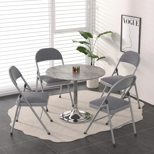 Miniatura 2 de VECELO Paquete de 4 sillas plegables acolchadas, asiento y respaldo acolchados cómodos con marco de acero, para oficina, interiores y exteriores