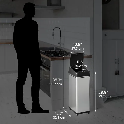 Miniatura 7 de iTouchless - Cubo de basura para cocina de 13 galones, con sensor, con ruedas