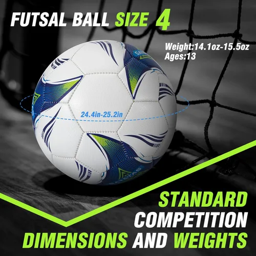 Miniatura 2 de Saretas Size 3/4 Soccer Ball, Futsal Ball&Indoor Soccer Ball Low Bounce Ball, PU Leather Practice Futsal Ball, Official Size and Weight for Age 13+