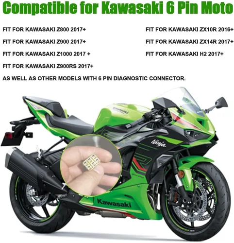 Miniatura 5 de OBD2 4 en 1 Cable de diagnóstico para motocicleta Kawasaki para conector Euro 5, apto para Kawasaki ZX6R Vulcan Z900RS Z800 Z1000 Z250 ER6N EX650F